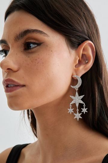 Embellished Celestial Drop Earrings silver