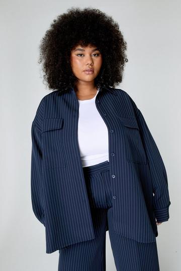 PLUS PEMIUM TAILORED PINSTRIPE SHACKET mono