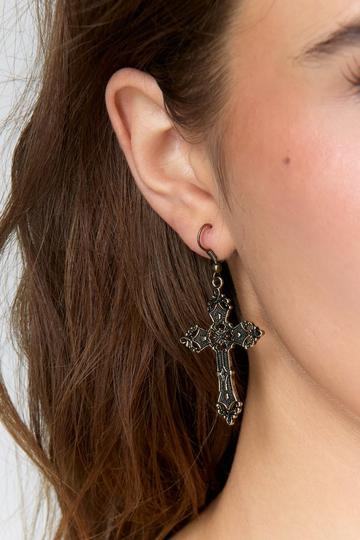 Cross Drop Earrings gold