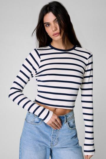 Striped Long Sleeve Top dark blue