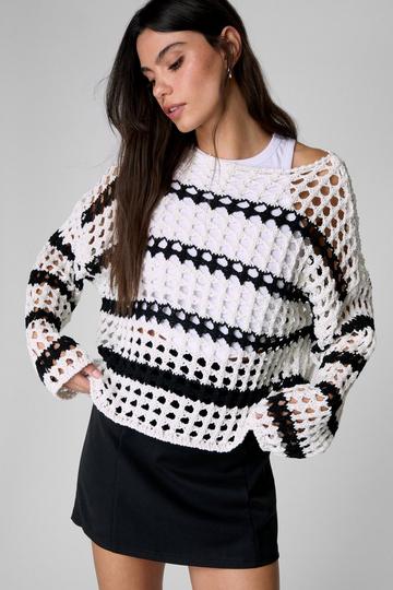 Knitted Stripe Jumper white