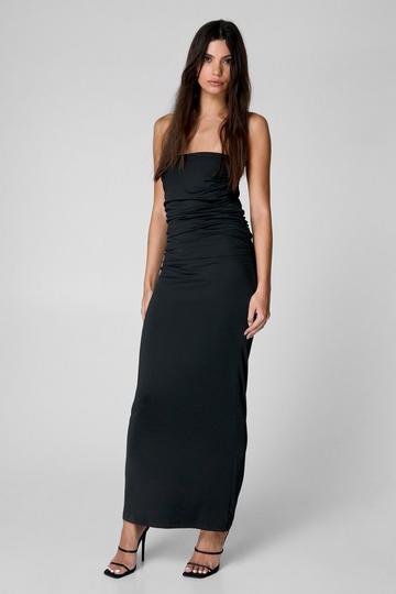 Ruched Bandeau Maxi Dress black