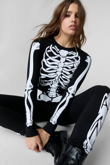 Printed Skeleton Unitard black