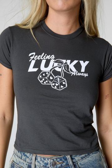 Feeling Lucky Baby T-Shirt charcoal