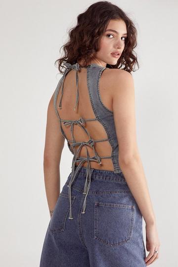 Denim Lace Back Top vintage wash