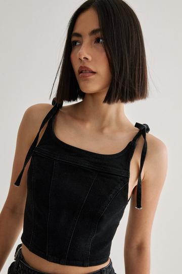 Denim Strappy Top black