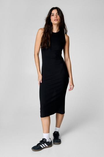 Jersey Round Neck Maxi Dress black