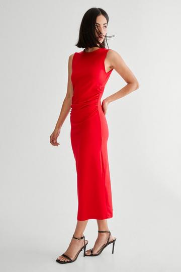 Red Sleeveless Backless Maxi Dress