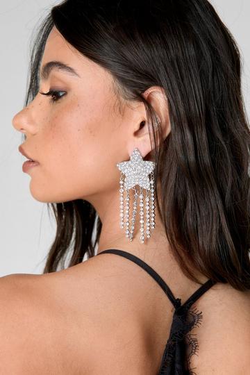 Oversized Embellished Drop Earrings silver