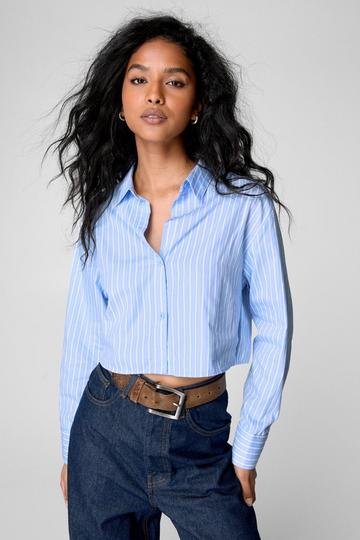 Blue Stripe Cropped Shirt