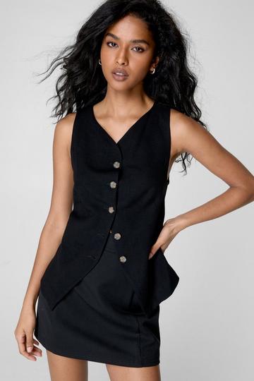 Black Button Front Waist Coat