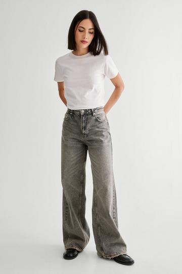 Washed Denim Wide Leg Jean grey