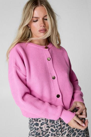 Knitted Button Front Cardigan pink