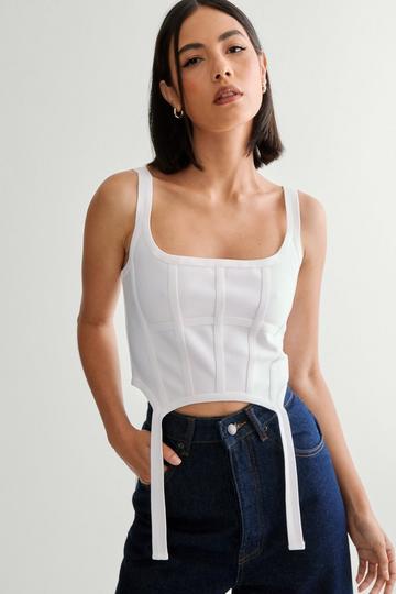 White Bandage Seam Detail Corset Top