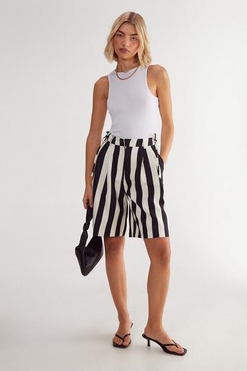 Striped Print Tailored Jort mono