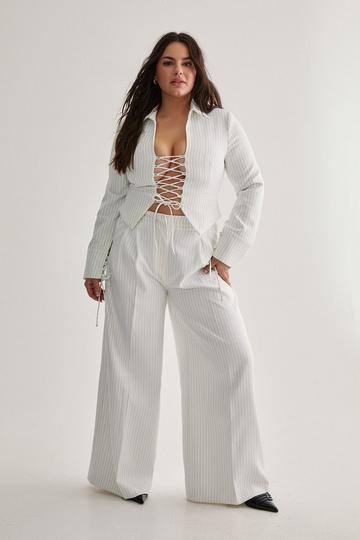 Plus Tailored Pinstripe Trouser ivory