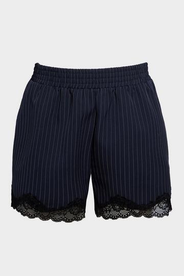 Navy Plus Lace Hem Tailored Short