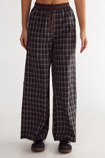 Navy Splice Check Straight Leg Pant