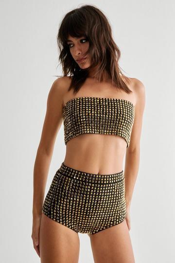 Gold Metallic Studded Embellished Bandeau Top