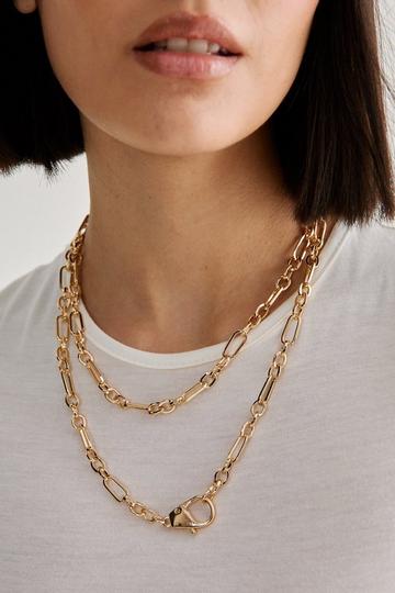 Gold Metallic Layered Chain Necklace