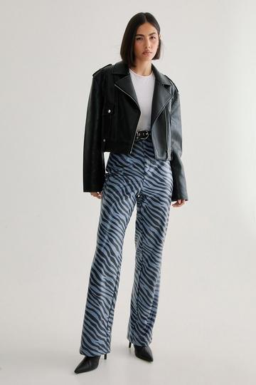 Blue Zebra Faux Leather Pant blue