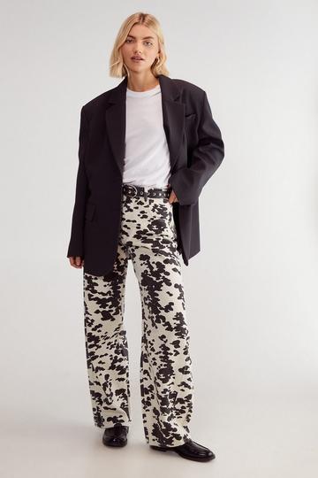 Denim Dalmatian Print Barrell Leg Jean mono