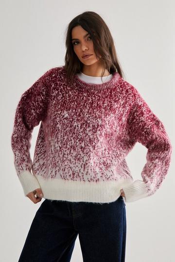 Brushed Gradient Knitted Sweater burgundy