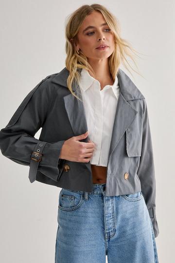 Cropped Trench Coat grey