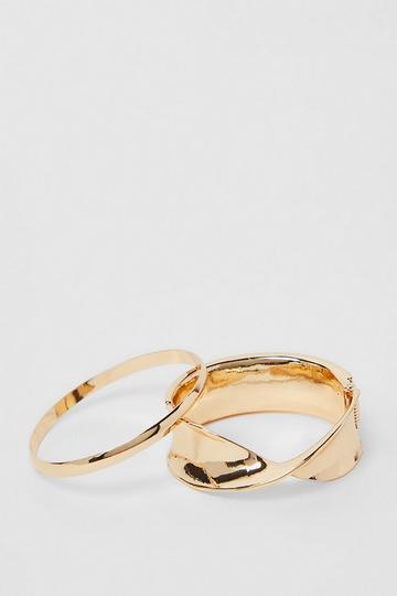 Gold Metallic Abstract Bracelet 2 Pack