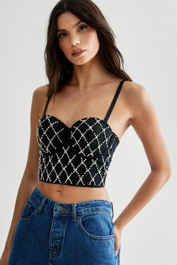 Embellished Bustier Top black