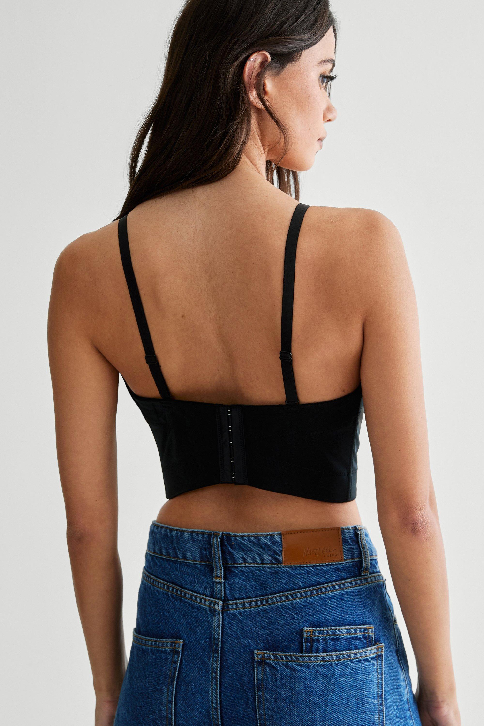 Embellished bustier crop top deals