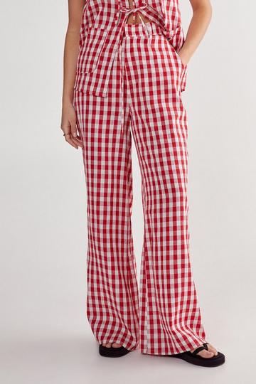 Gingham Wide Leg Pants red