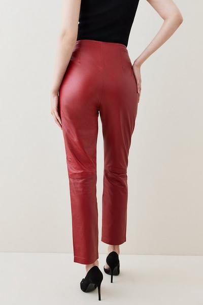 KarenMillen red Leather Button Detail Trouser
