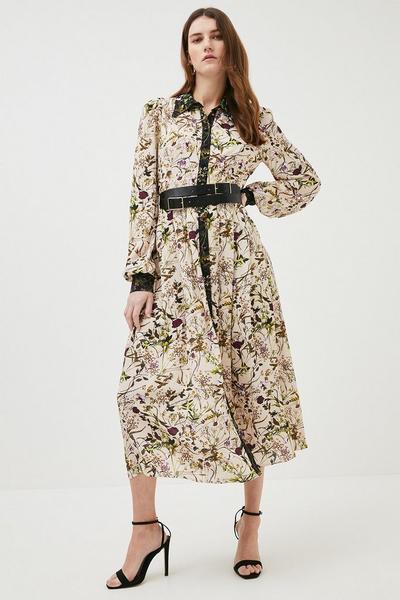 KarenMillen ivory Wild Floral Woven Maxi Dress
