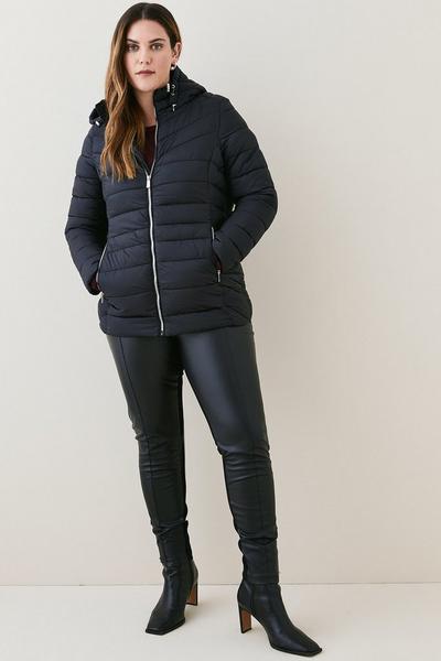KarenMillen black Plus Size Lightweight Short Packable Jacket