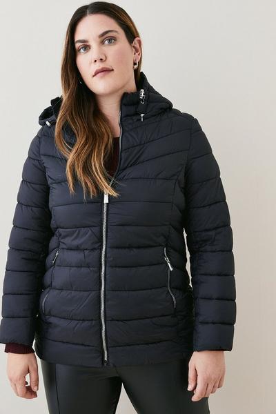 KarenMillen black Plus Size Lightweight Short Packable Jacket