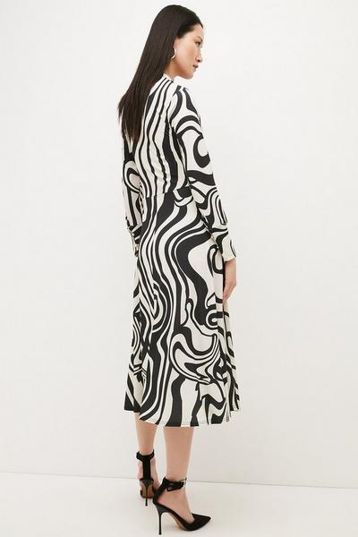 KarenMillen Black/White Mono Printed Jersey Twist Knot Midaxi Dress