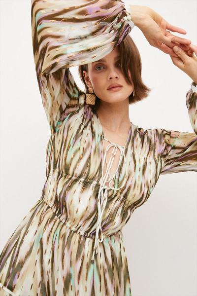 KarenMillen multi Metallic Viscose Woven Maxi Dress