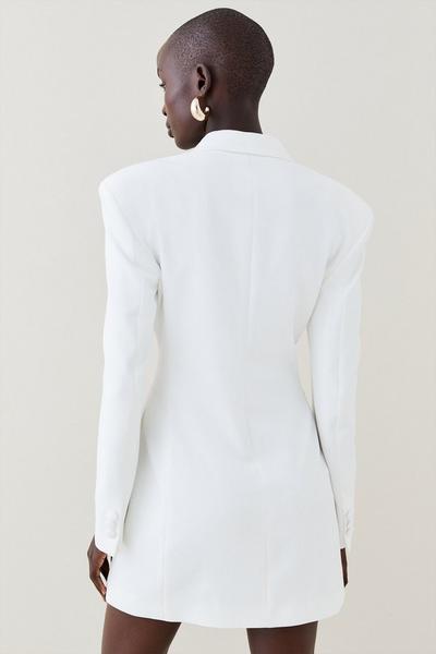 KarenMillen ivory Strong Shoulder Zip Front Mini Dress
