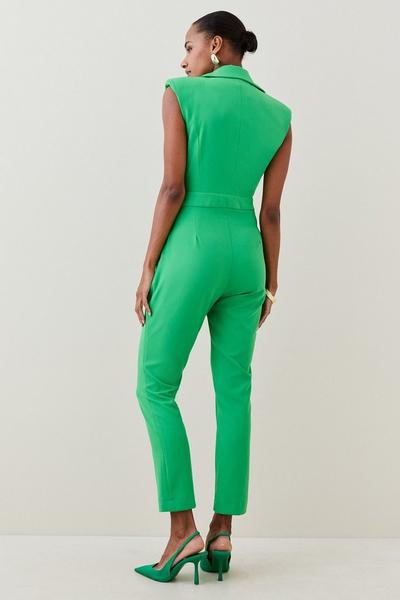 KarenMillen green Petite Strong Shoulder Sleeveless Jumpsuit