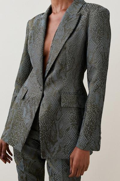 KarenMillen gold Jacquard Statement Single Breasted Tailored Jacket