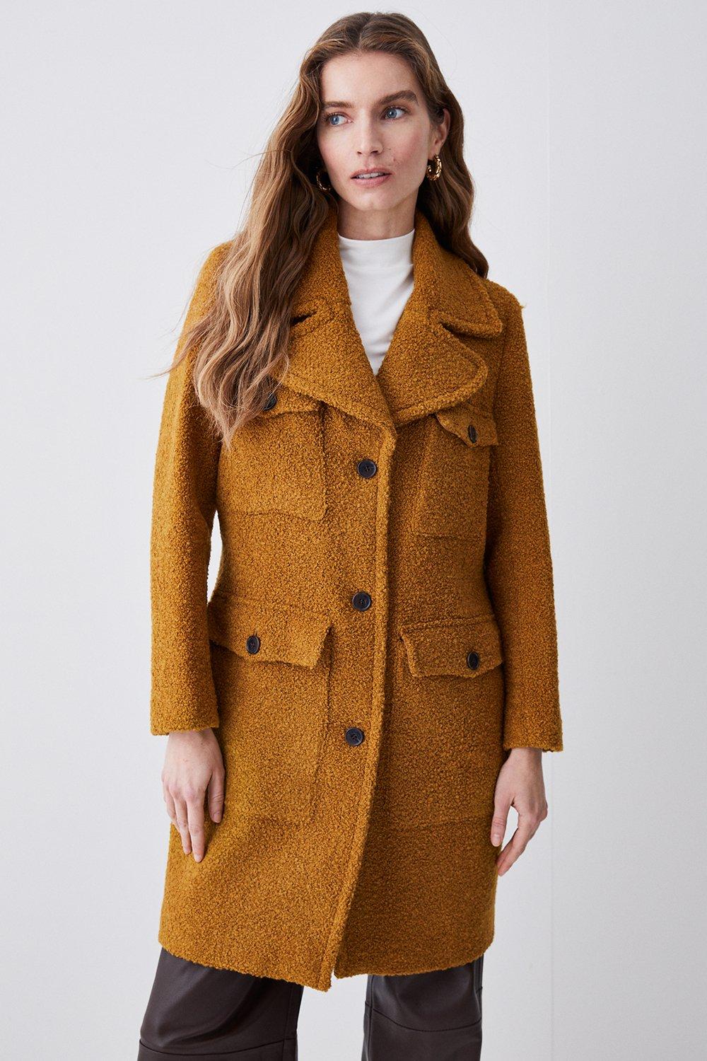 KarenMillen Boucle Pocket Detail Collared Coat | Debenhams