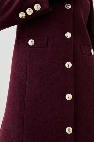KarenMillen fig Italian Wool Military Button Up Midi Coat