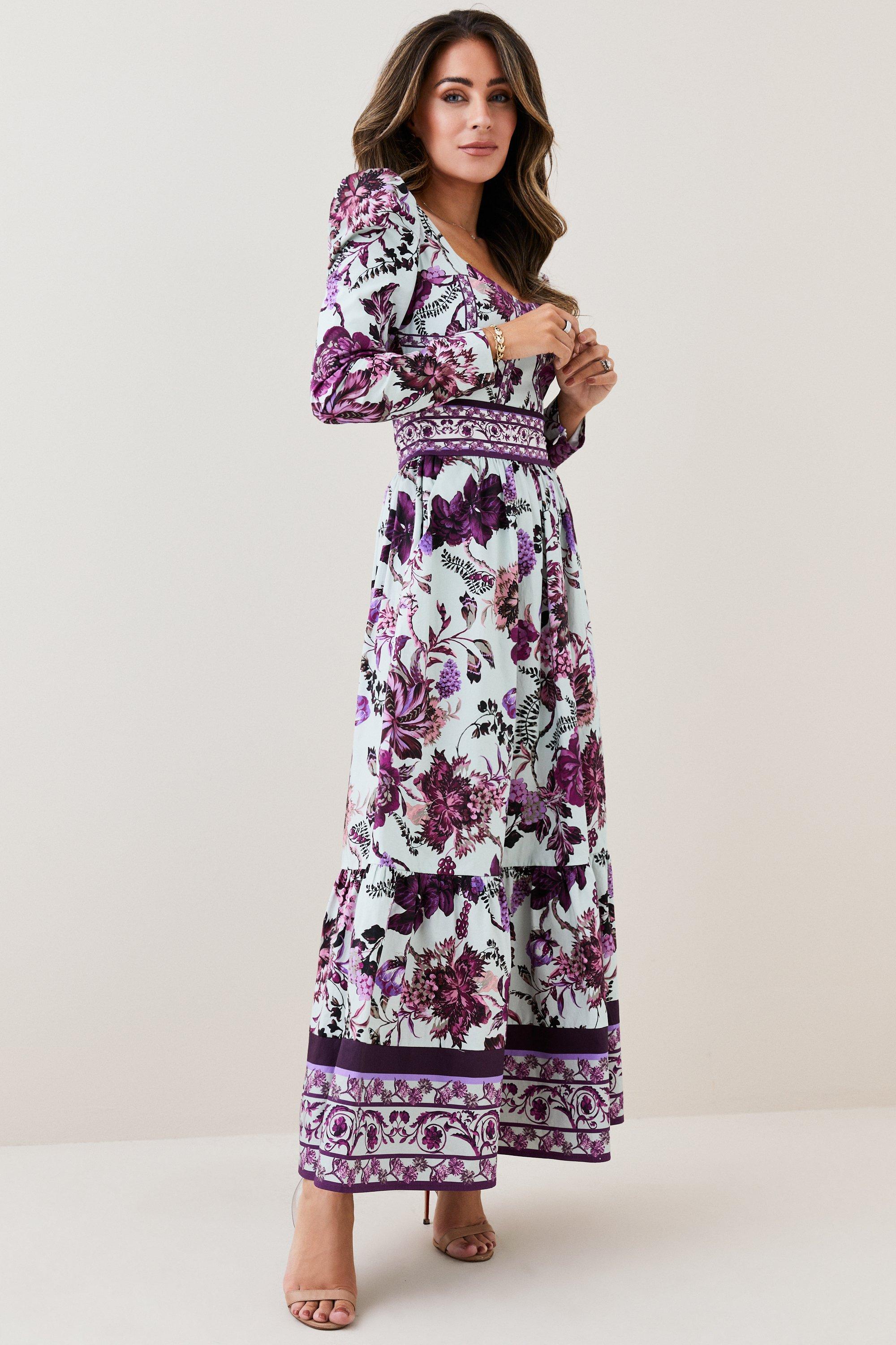 KarenMillen Lydia Millen Border Cotton Sateen Woven Midi Dress | Debenhams
