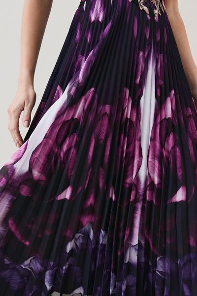KarenMillen purple Petite Metallic Guipure Lace Mirrored Midi Dress
