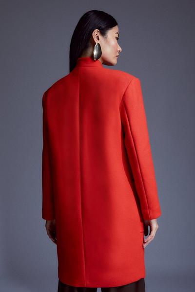 KarenMillen red Italian Virgin Wool Notch Pop On Coat