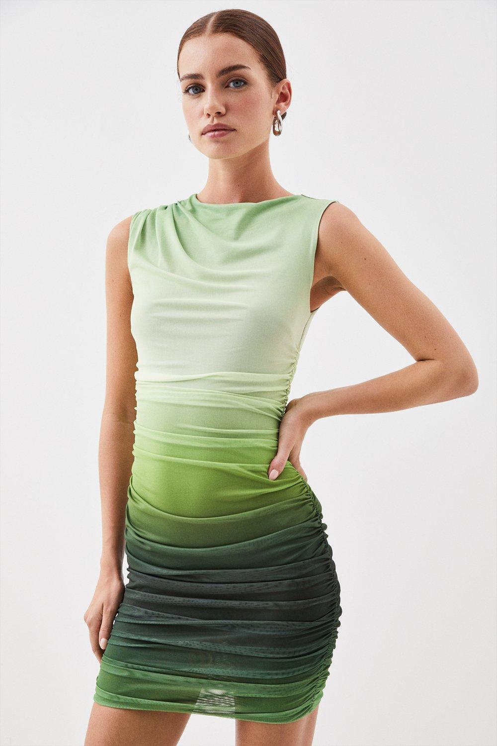 Dresses | Petite Ombre Mesh Jersey Mini Dress | KarenMillen