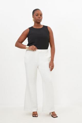 Plus White Tailored Fitted Pants