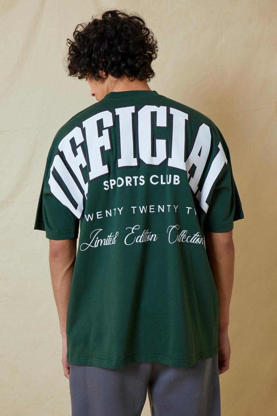 T-shirt oversize Official stile Varsity con stampa sul retro, Forest image number 1