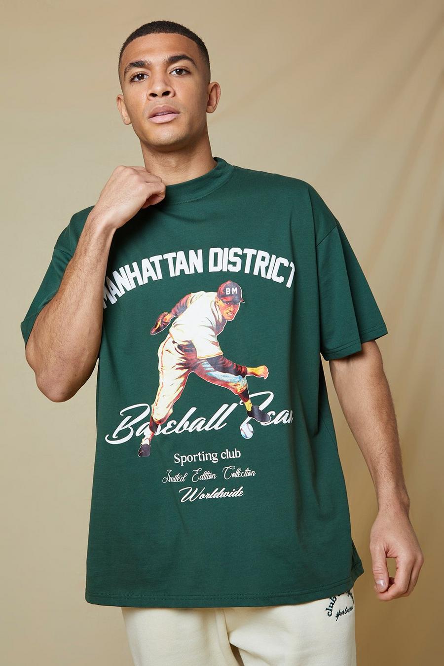 Oversize T-Shirt mit Baseball-Print, Forest image number 1
